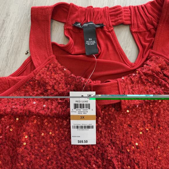 NWT International Concepts Red Sequin Keyhole Halter Top Sz 3X Sparkly - Picture 5 of 7